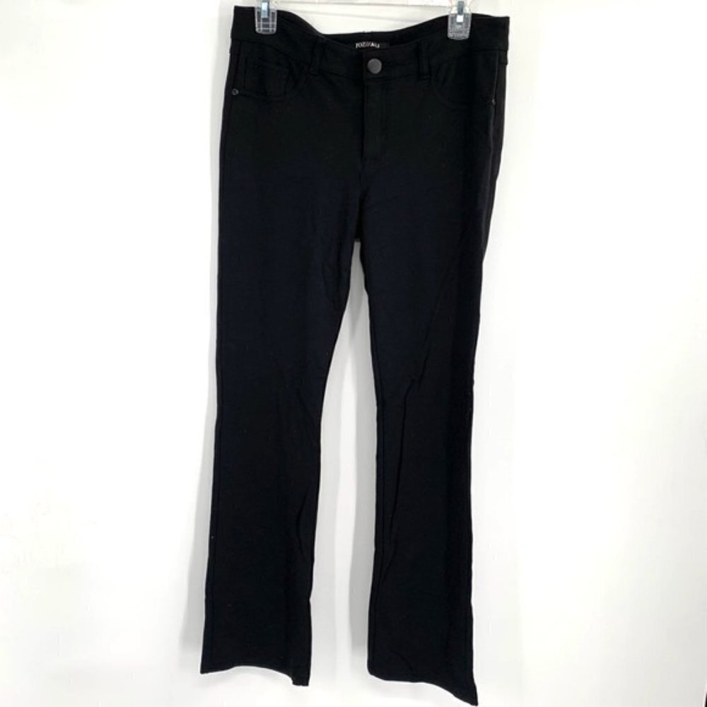 ROZ & ALI Black Knit Pants 10 Stretch Pull On Work